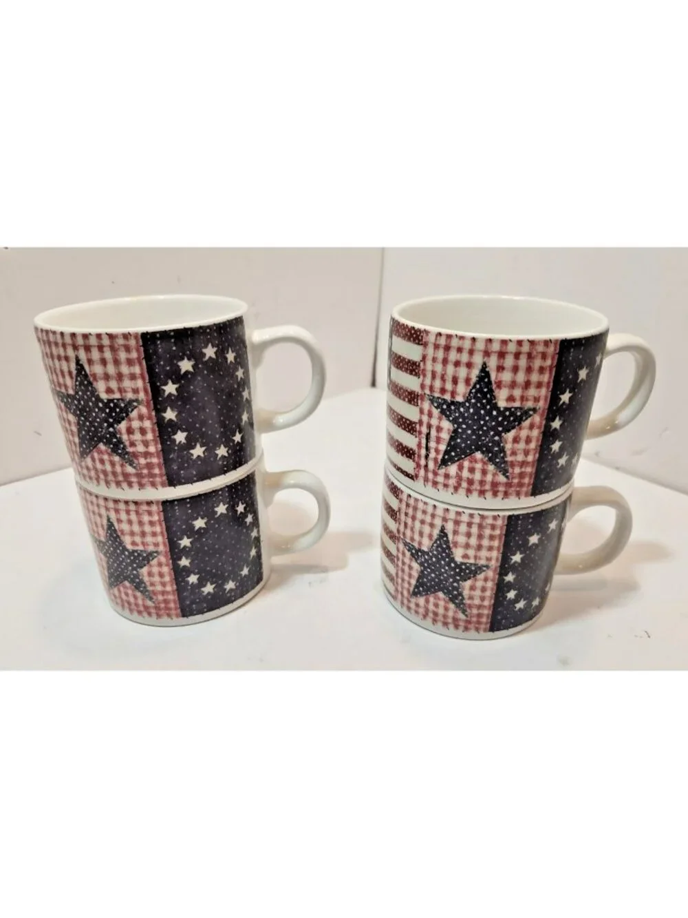 Vtg Oneida Majesticware Lot Of 4 Coffee Cup Mug American Quilt  D C Brown & Co.